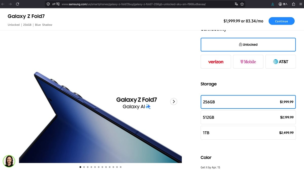 臨近新機再幾個月即將迭代更新，三星Galaxy Z Fold7在美售價逆勢調漲80美元