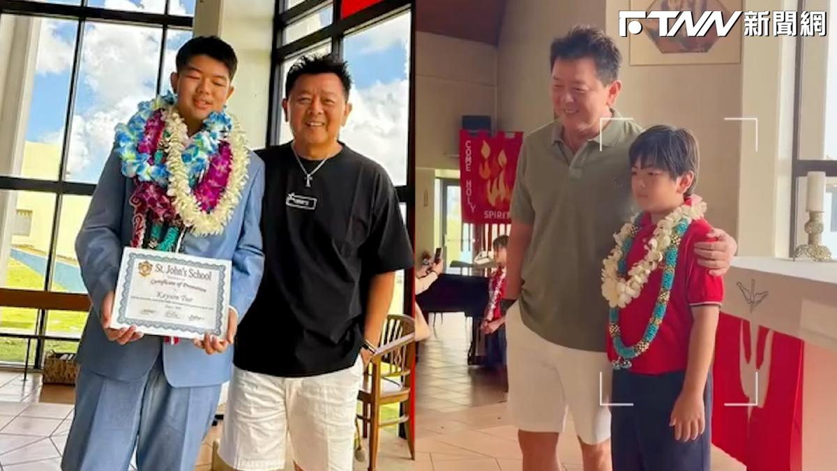 影／庹宗康出席2兒畢業典禮　「送花圈＋溫馨牽手」超有愛