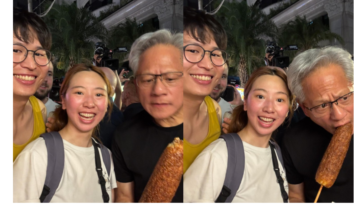 黃仁勳玉米表情包！突問路人「好吃嗎？」下秒爆笑　網一句話好中肯