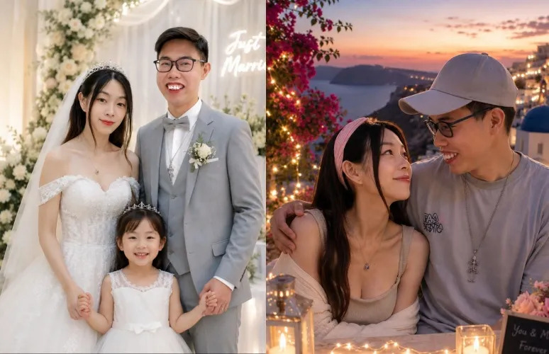 鄧佳華突公開結婚照！與簡簡手牽女兒　...