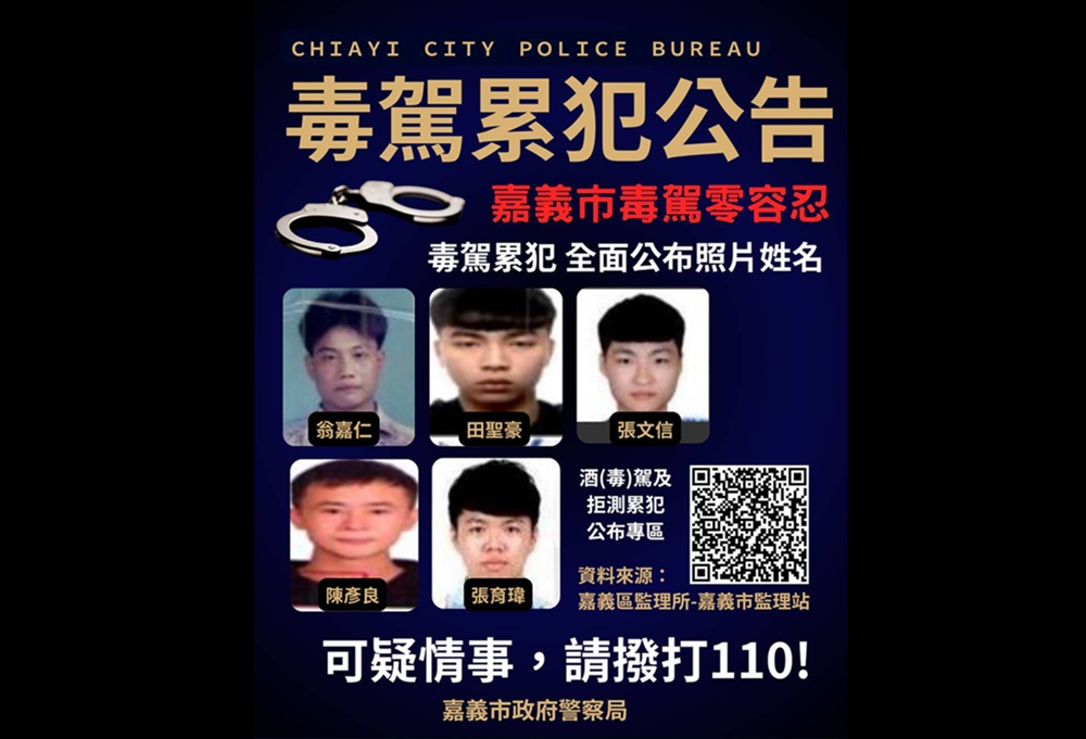 毒駕零容忍　嘉義市公告10年內累犯照...