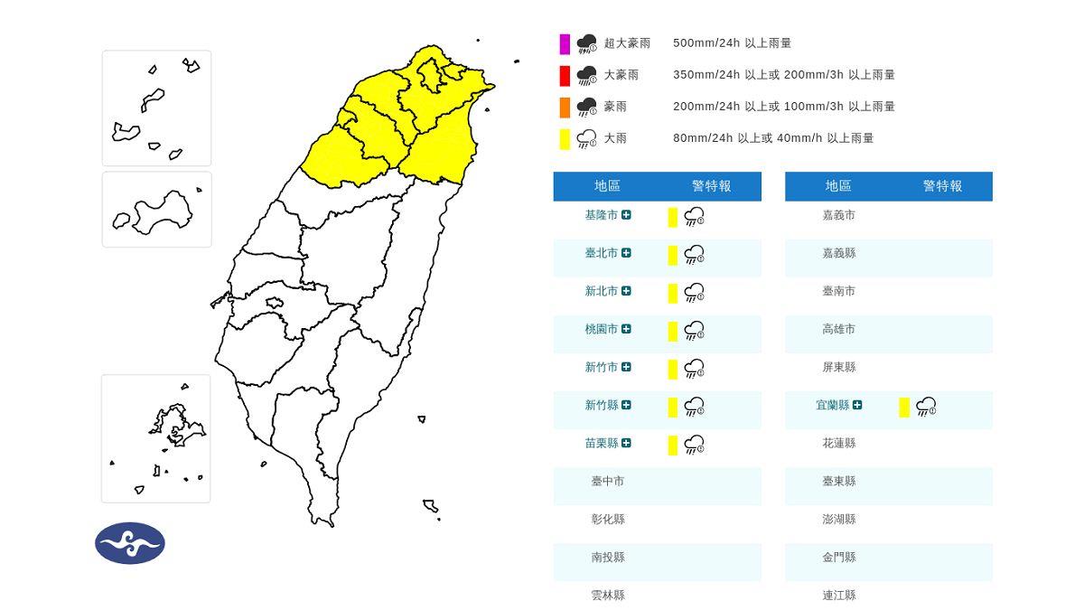 巴威雨彈開轟！ 氣象署發布「8縣市」...