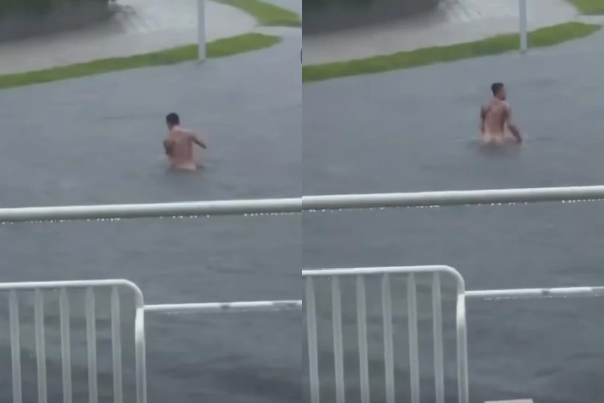 豪雨淹水裸泳不行嗎？　彰化刺青男露屁...